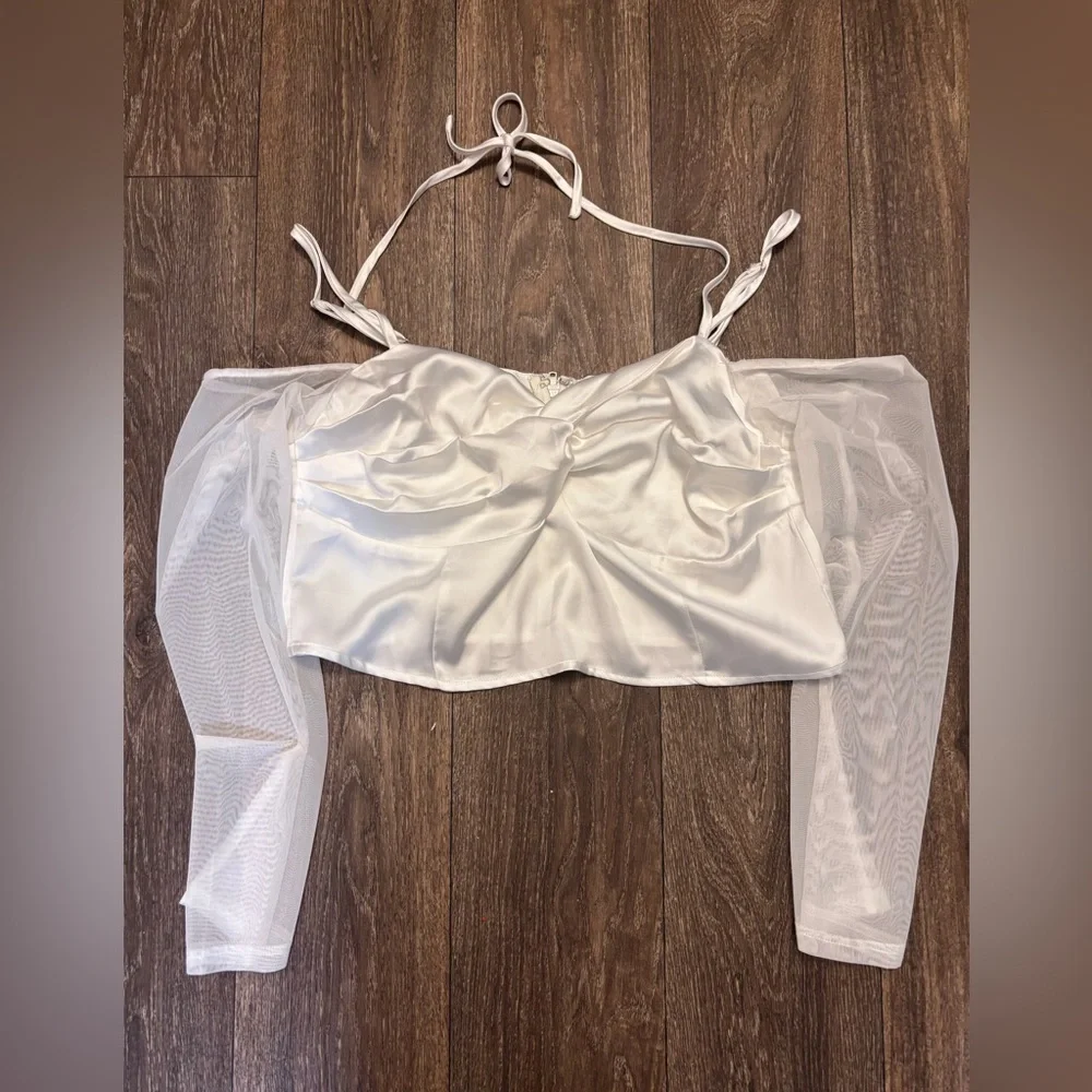 Princess Polly Satin and Sheer Top Sz 10-0345